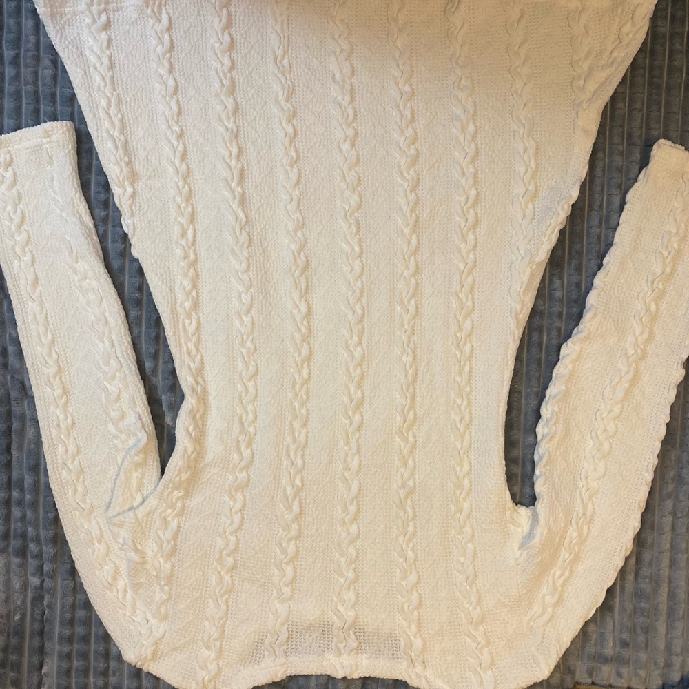 Elegant White Cable Knit Sweater